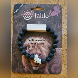 NWT Fahlo Black Lava Stone Lion Tracking Bracelet
